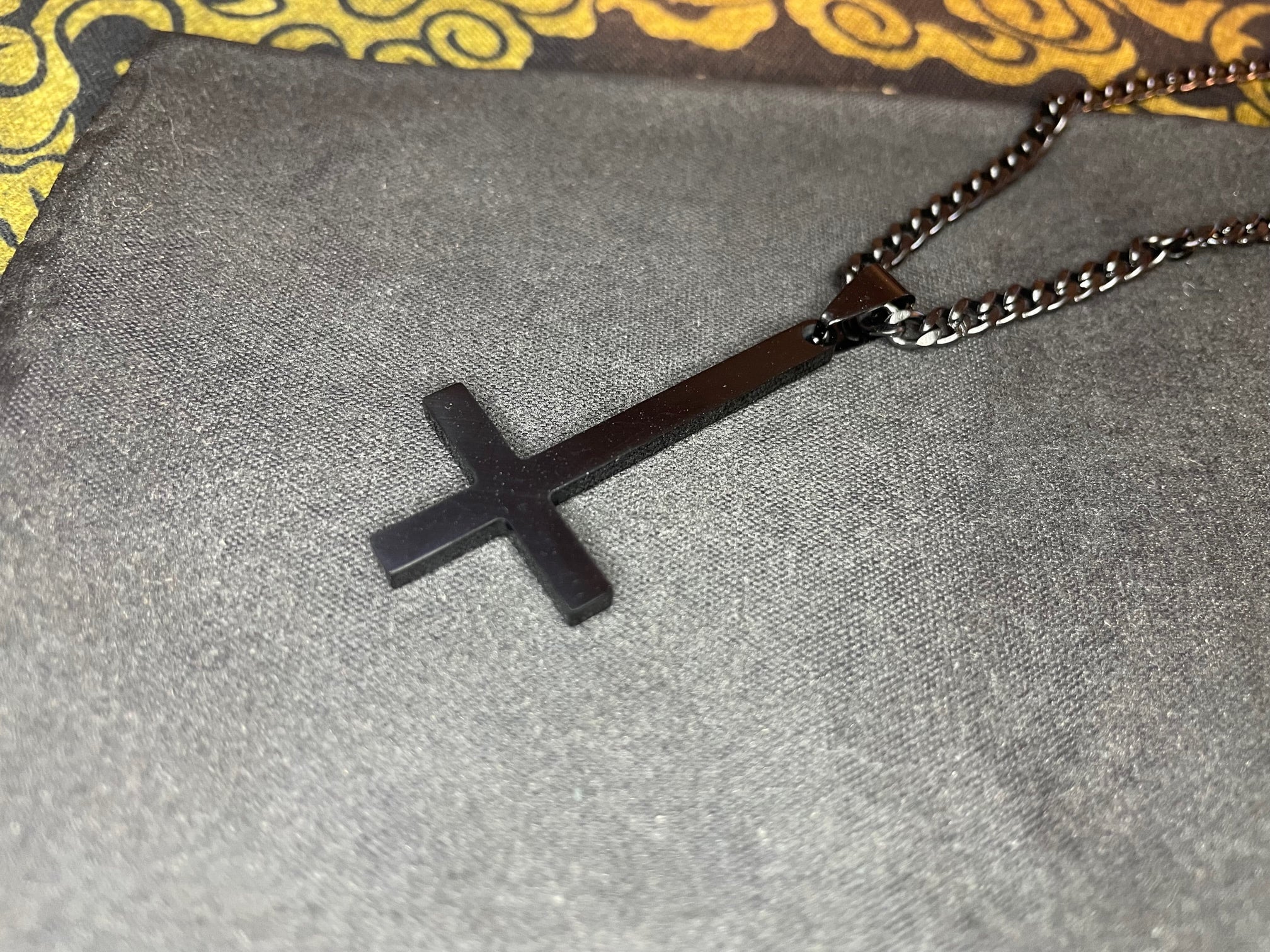 Upside Down Inverted Cross Stainless Steel Pendant Necklace Gothic